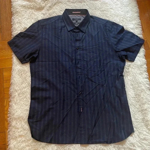 Ted baker handeez slim fit stripe short sleeve  button up shirt - Picture 12 of 12